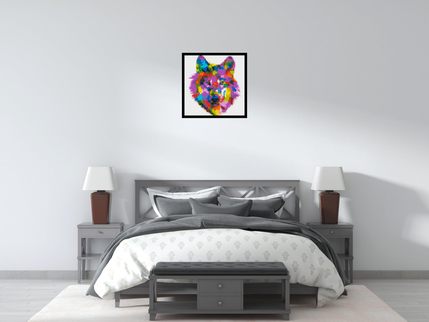 Wolf Colourful Pop Art - Brick Art Mosaic Kit 3x3 large