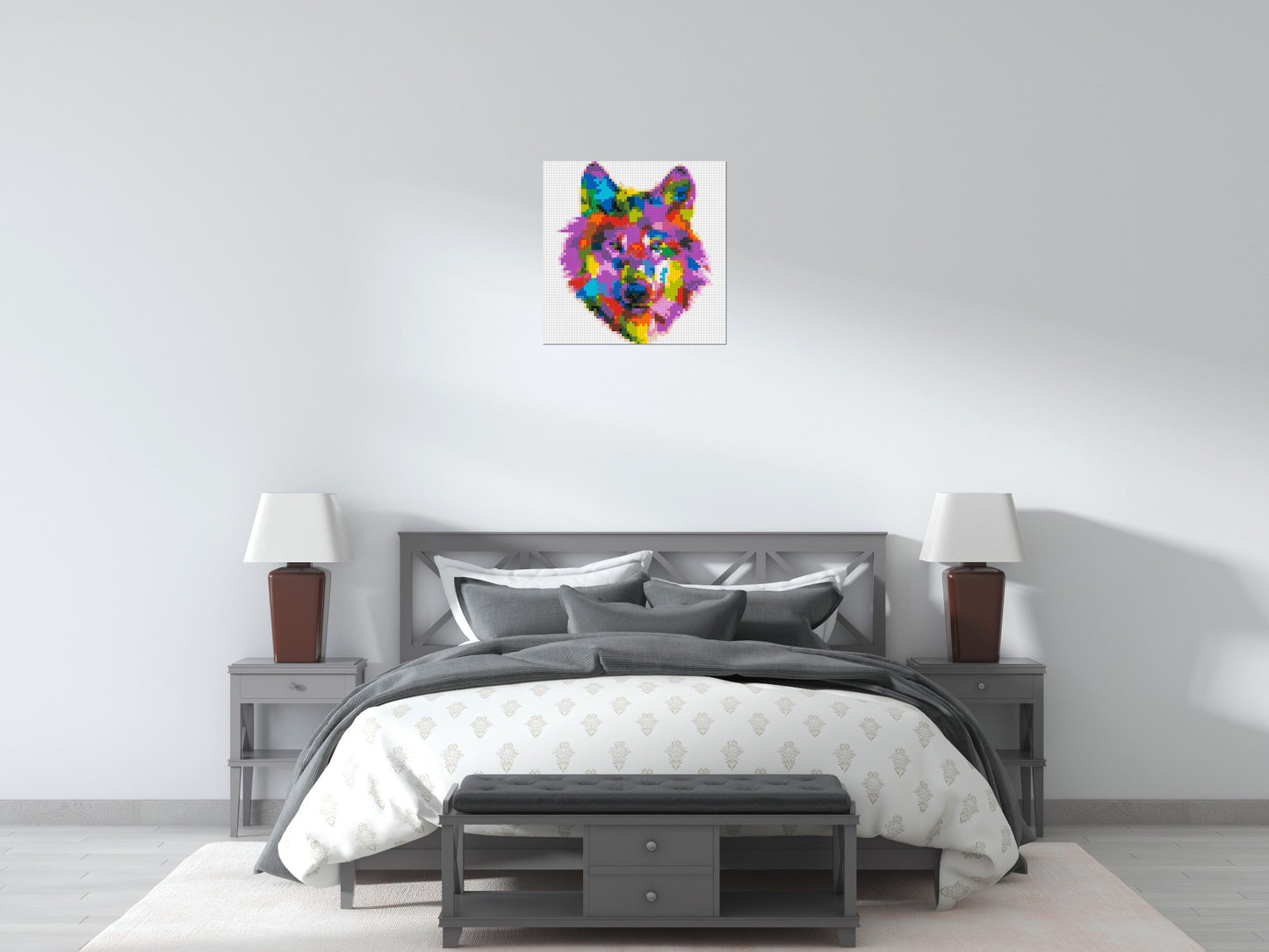 Wolf Colourful Pop Art - Brick Art Mosaic Kit 3x3 large