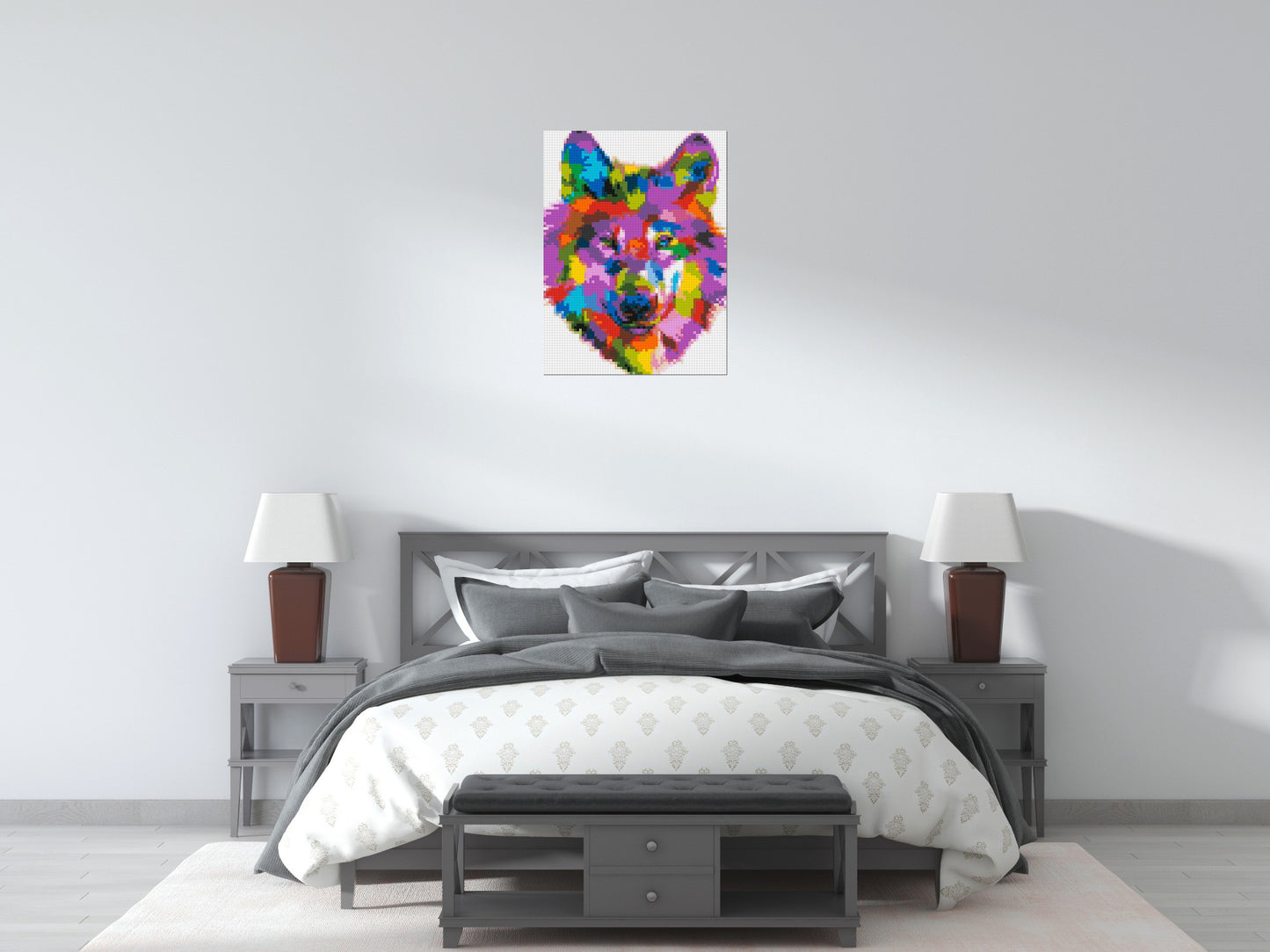 Wolf Colourful Pop Art - Brick Art Mosaic Kit 3x4 large