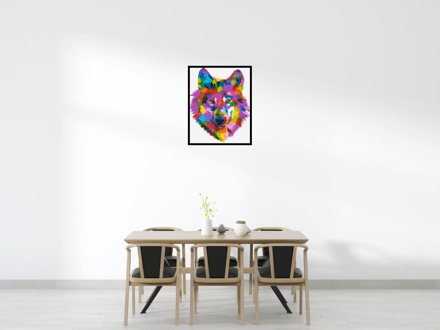 Wolf Colourful Pop Art - Brick Art Mosaic Kit 4x5 large