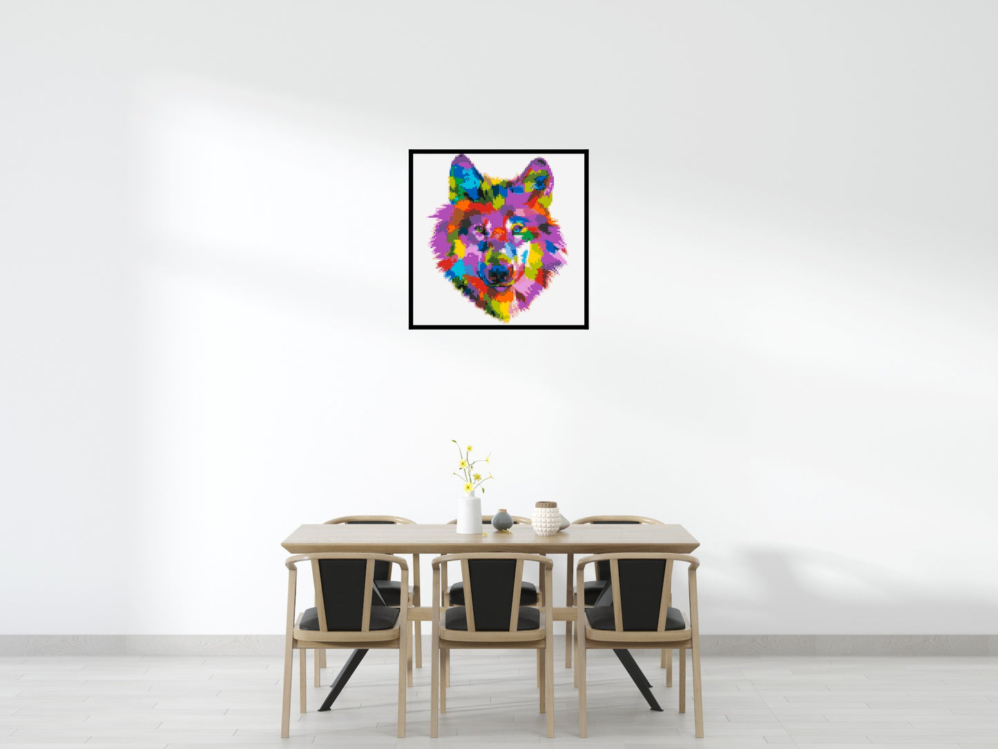 Wolf Colourful Pop Art - Brick Art Mosaic Kit 5x5 large