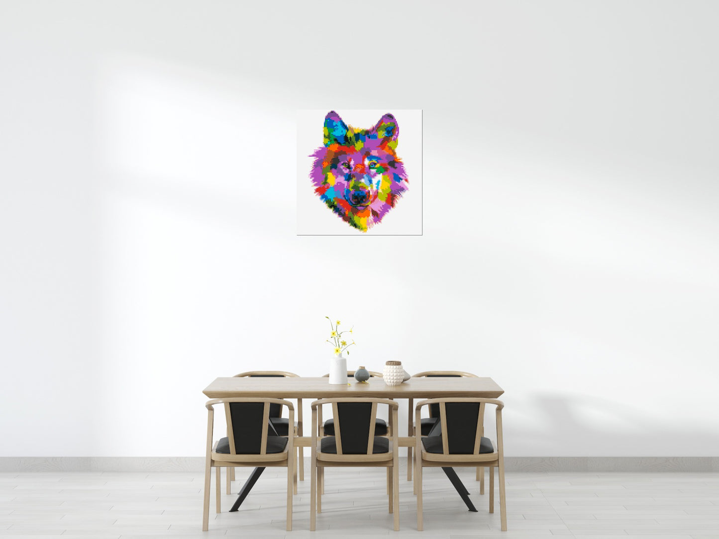 Wolf Colourful Pop Art - Brick Art Mosaic Kit 5x5 large