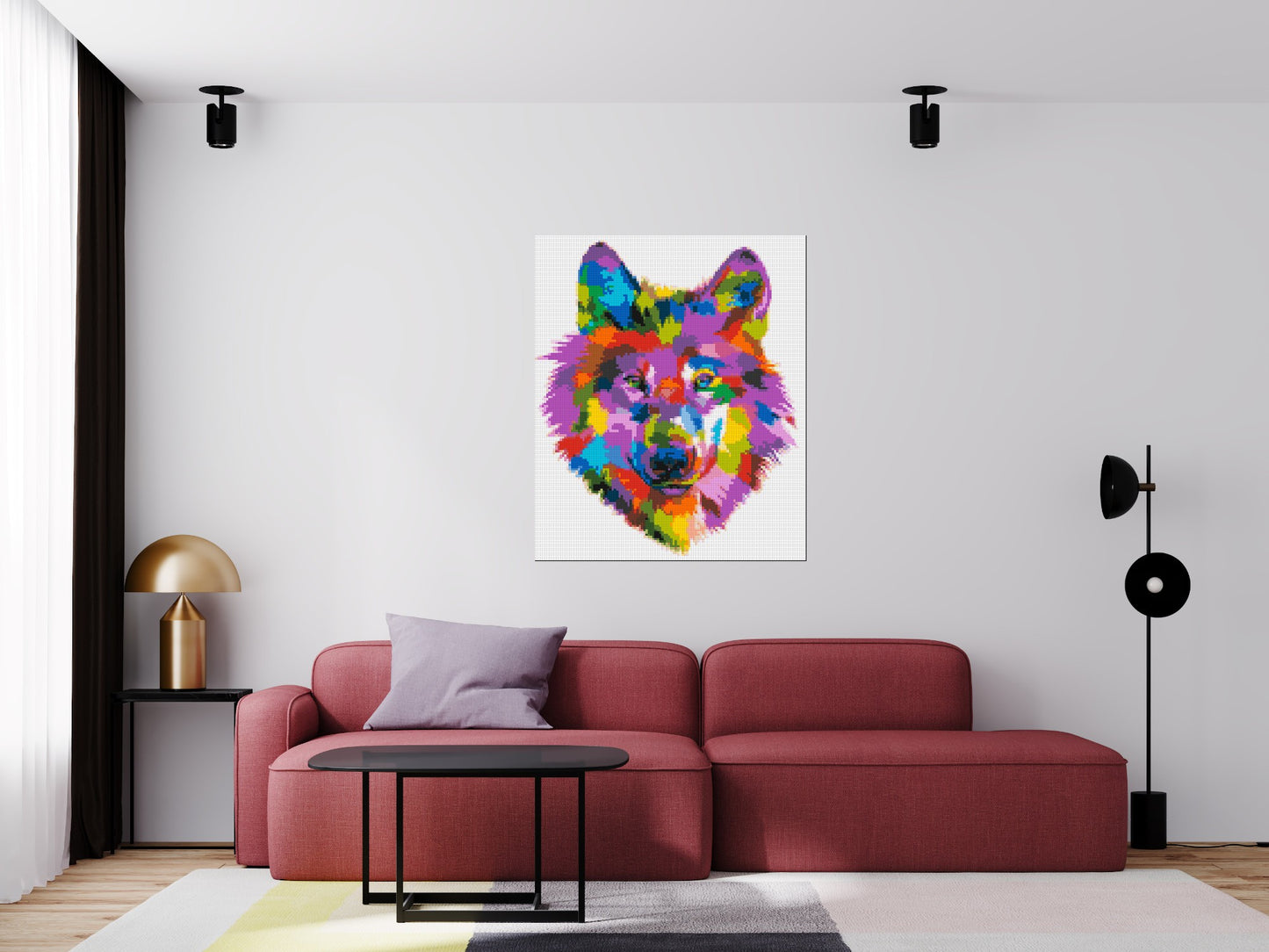 Wolf Colourful Pop Art - Brick Art Mosaic Kit 5x6 large