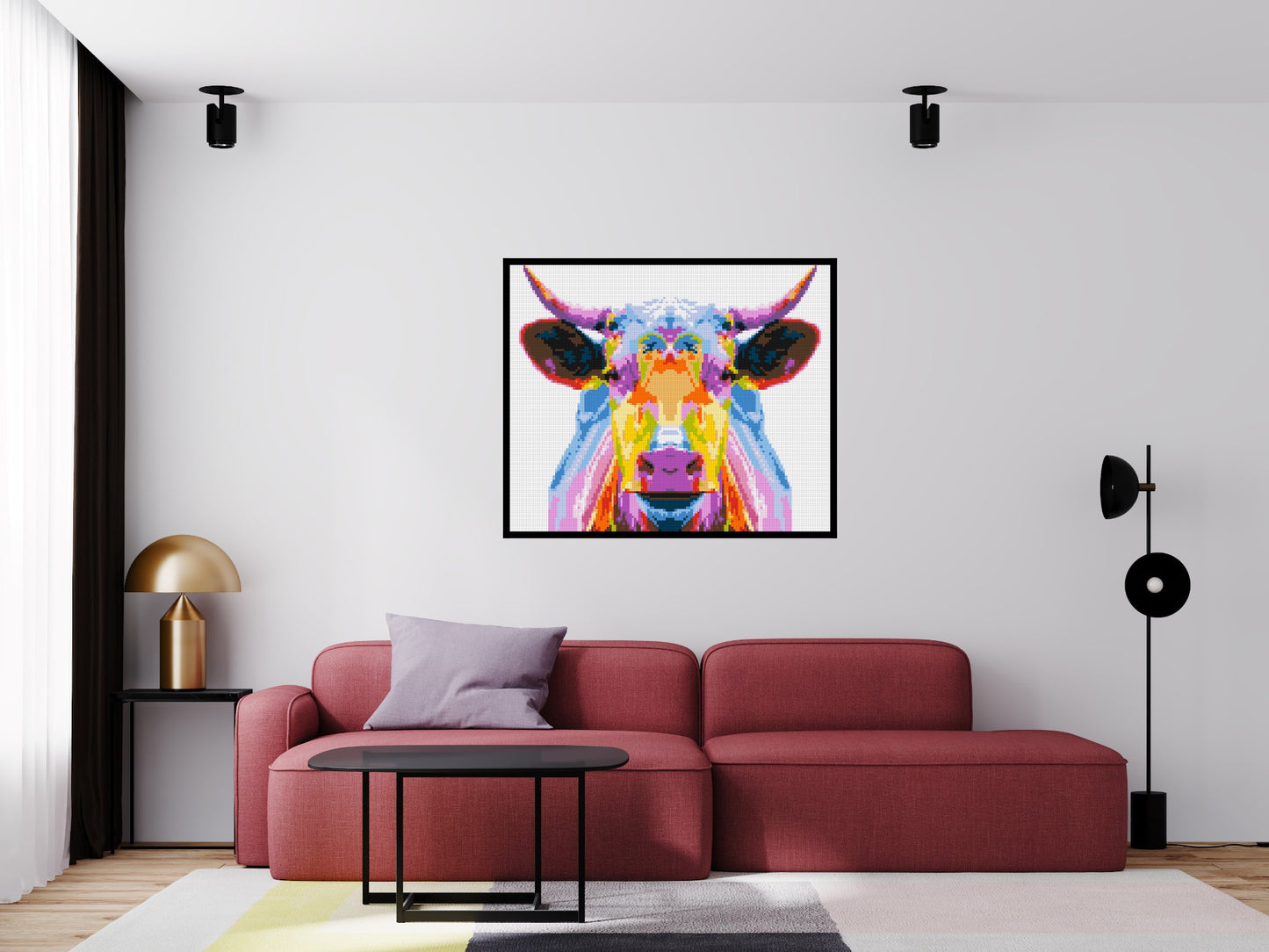 Cow Colourful Pop Art - Brick Art Mosaic Kit 6x5 large