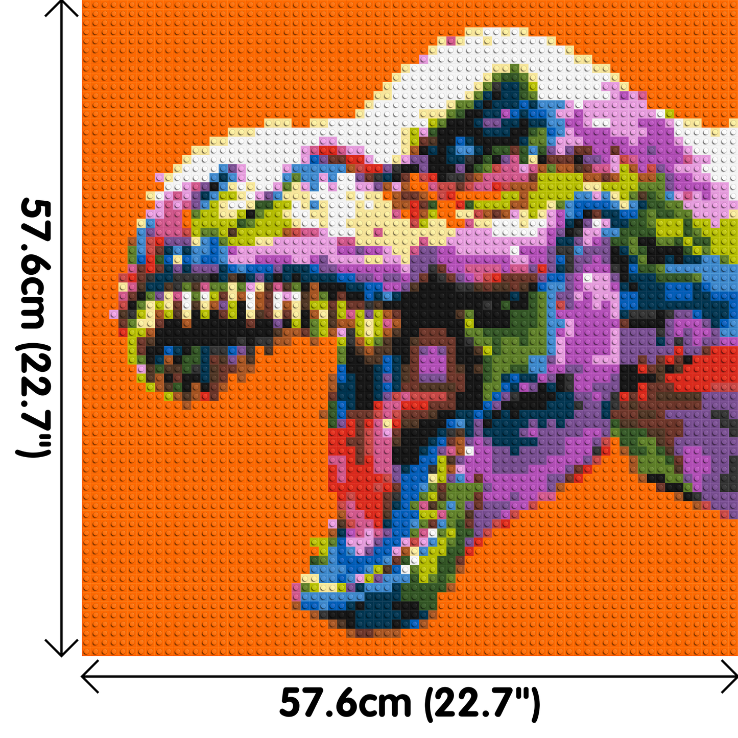 Dinosaur Colourful Pop Art - Brick Art Mosaic Kit 3x3 large