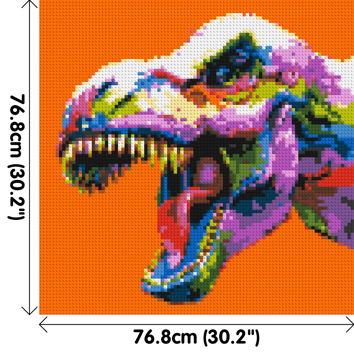 Dinosaur Colourful Pop Art - Brick Art Mosaic Kit 4x4 large