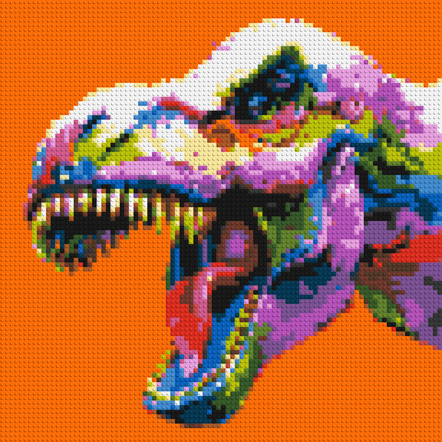 Dinosaur Colourful Pop Art - Brick Art Mosaic Kit 4x4 large