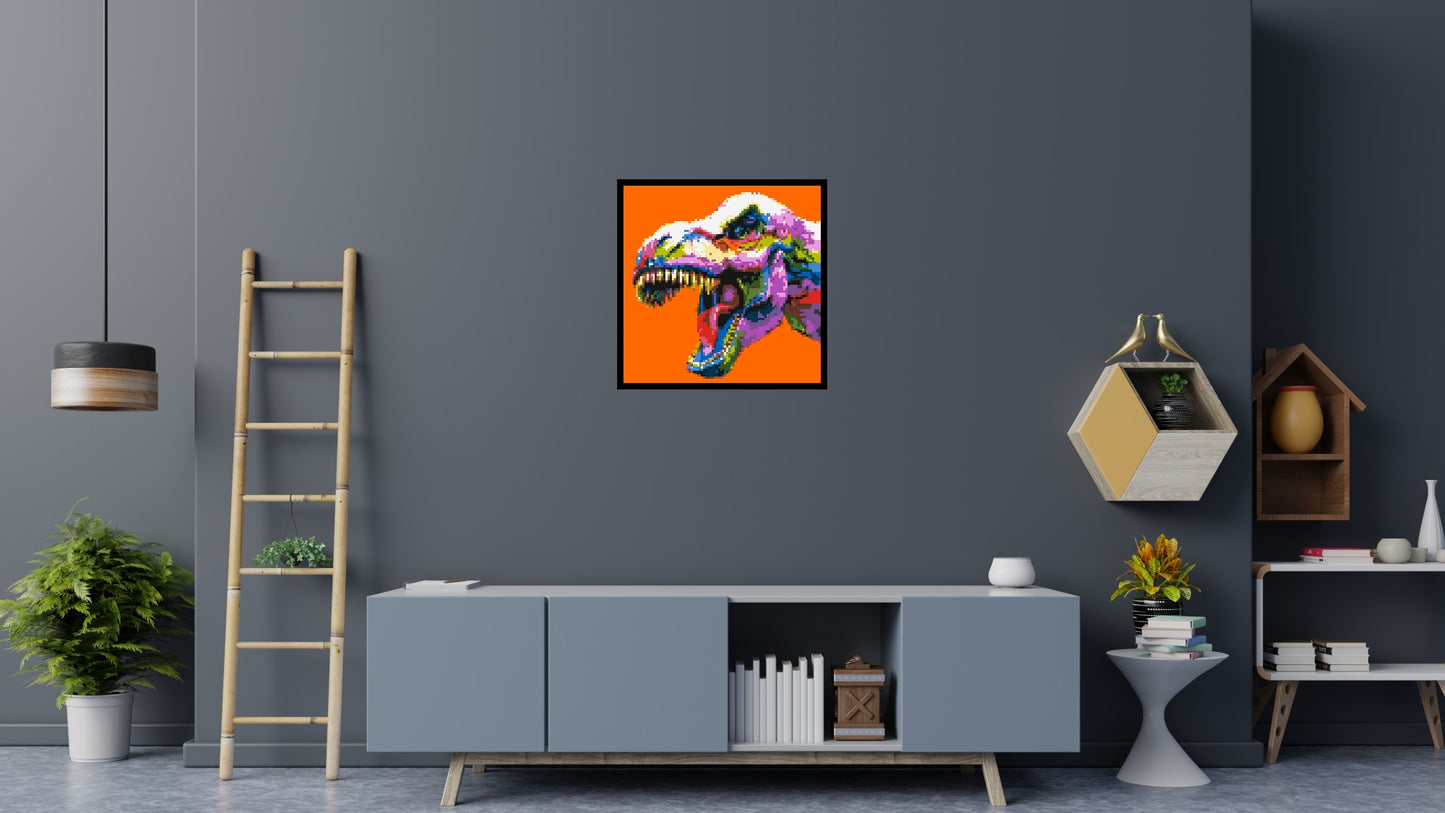 Dinosaur Colourful Pop Art - Brick Art Mosaic Kit 4x4 large