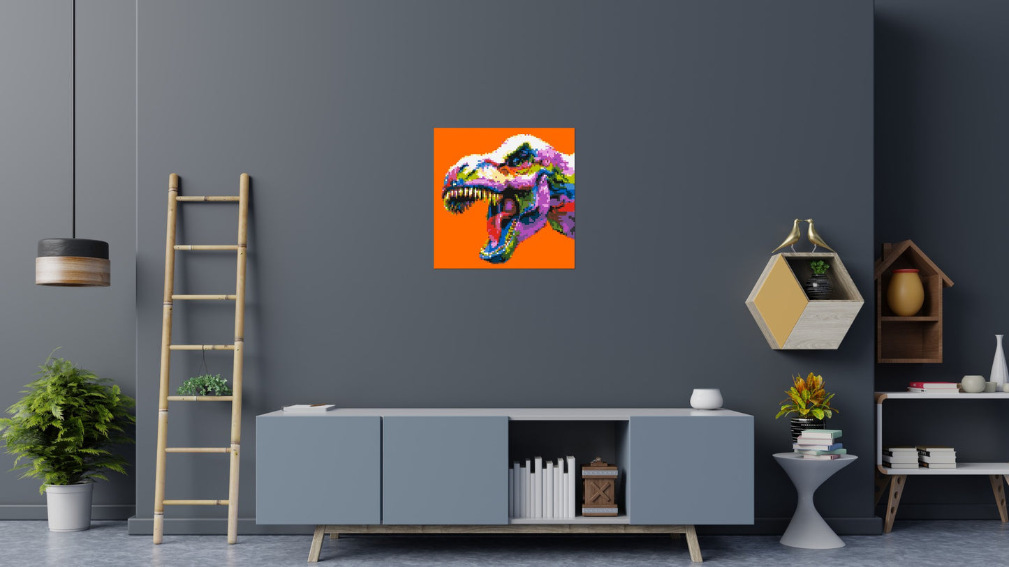 Dinosaur Colourful Pop Art - Brick Art Mosaic Kit 4x4 large