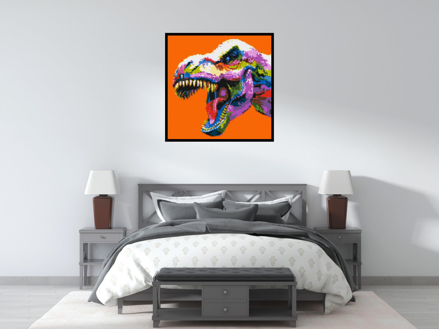 Dinosaur Colourful Pop Art - Brick Art Mosaic Kit 5x5 large