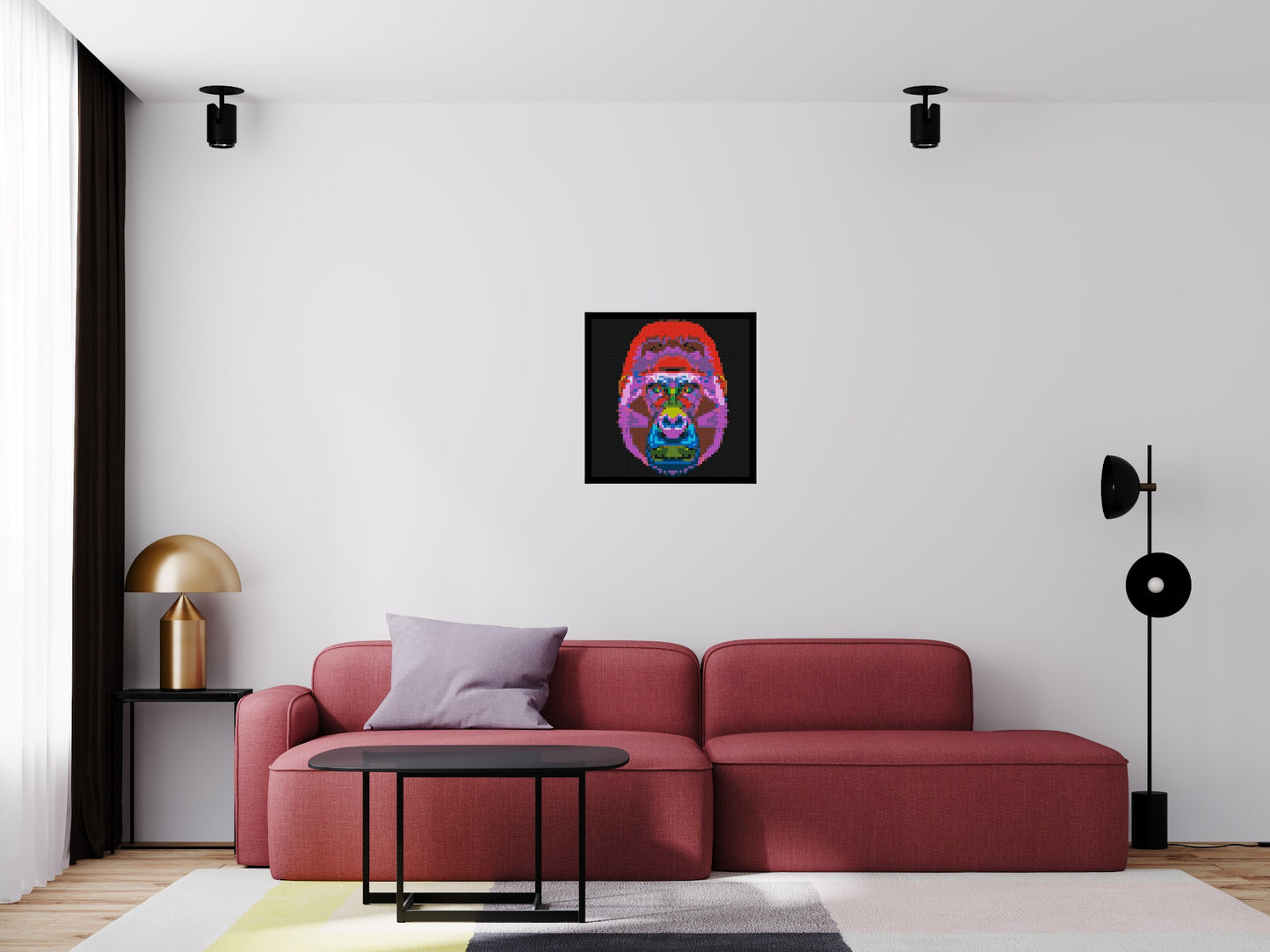 Gorilla Colourful Pop Art - Brick Art Mosaic Kit 3x3 large