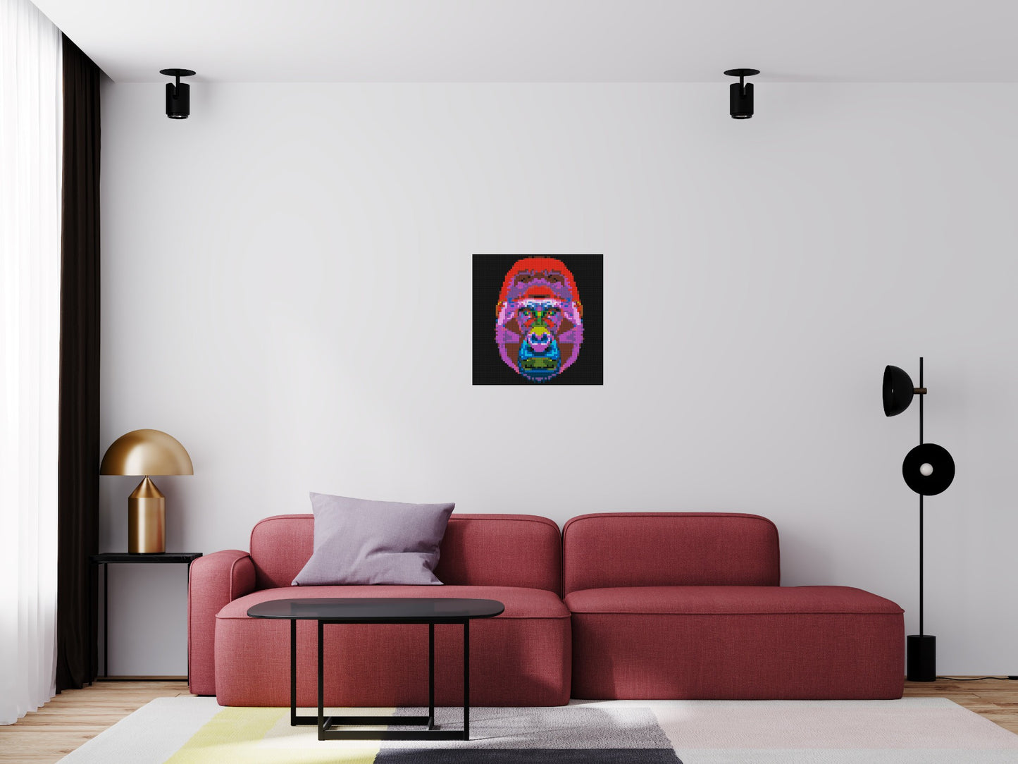 Gorilla Colourful Pop Art - Brick Art Mosaic Kit 3x3 large