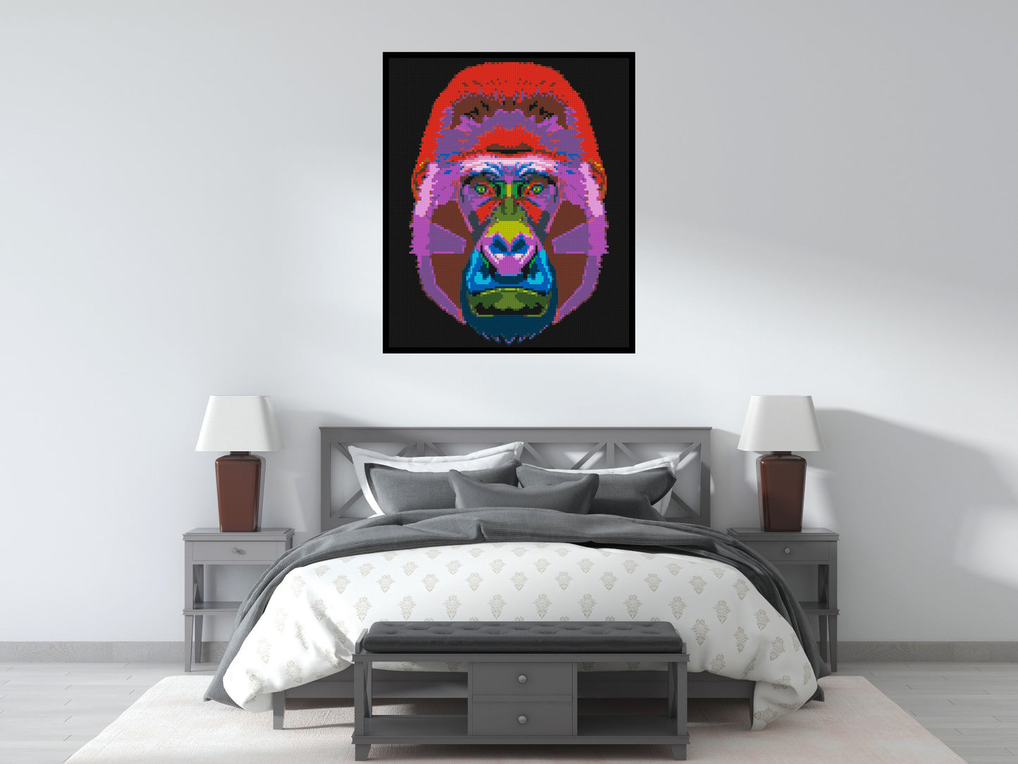 Gorilla Colourful Pop Art - Brick Art Mosaic Kit 5x6 large