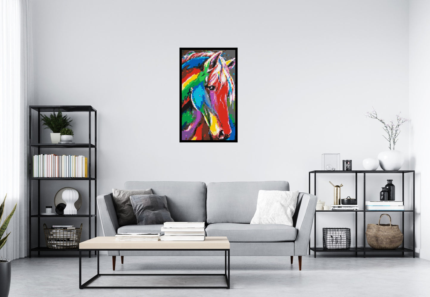 Rainbow Horse Colourful Pop Art - Brick Art Mosaic Kit 3x5 large