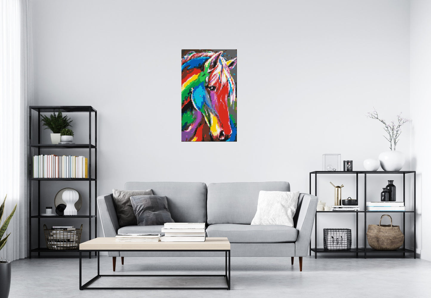 Rainbow Horse Colourful Pop Art - Brick Art Mosaic Kit 3x5 large