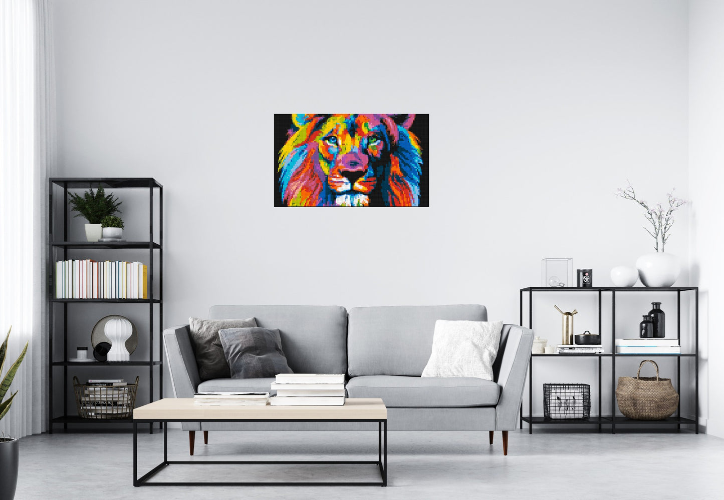 Lion Colourful Pop Art - Brick Art Mosaic Kit 5x3 large