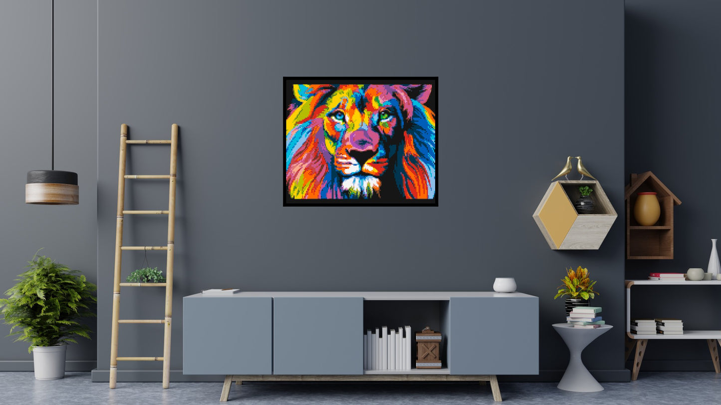 Lion Colourful Pop Art - Brick Art Mosaic Kit 6x5 large