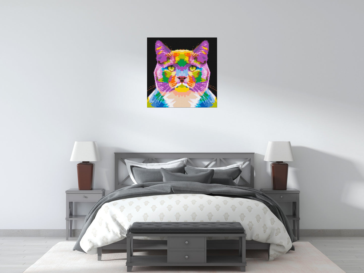 Lazy Cat Colourful Pop Art - Brick Art Mosaic Kit 4x4 large