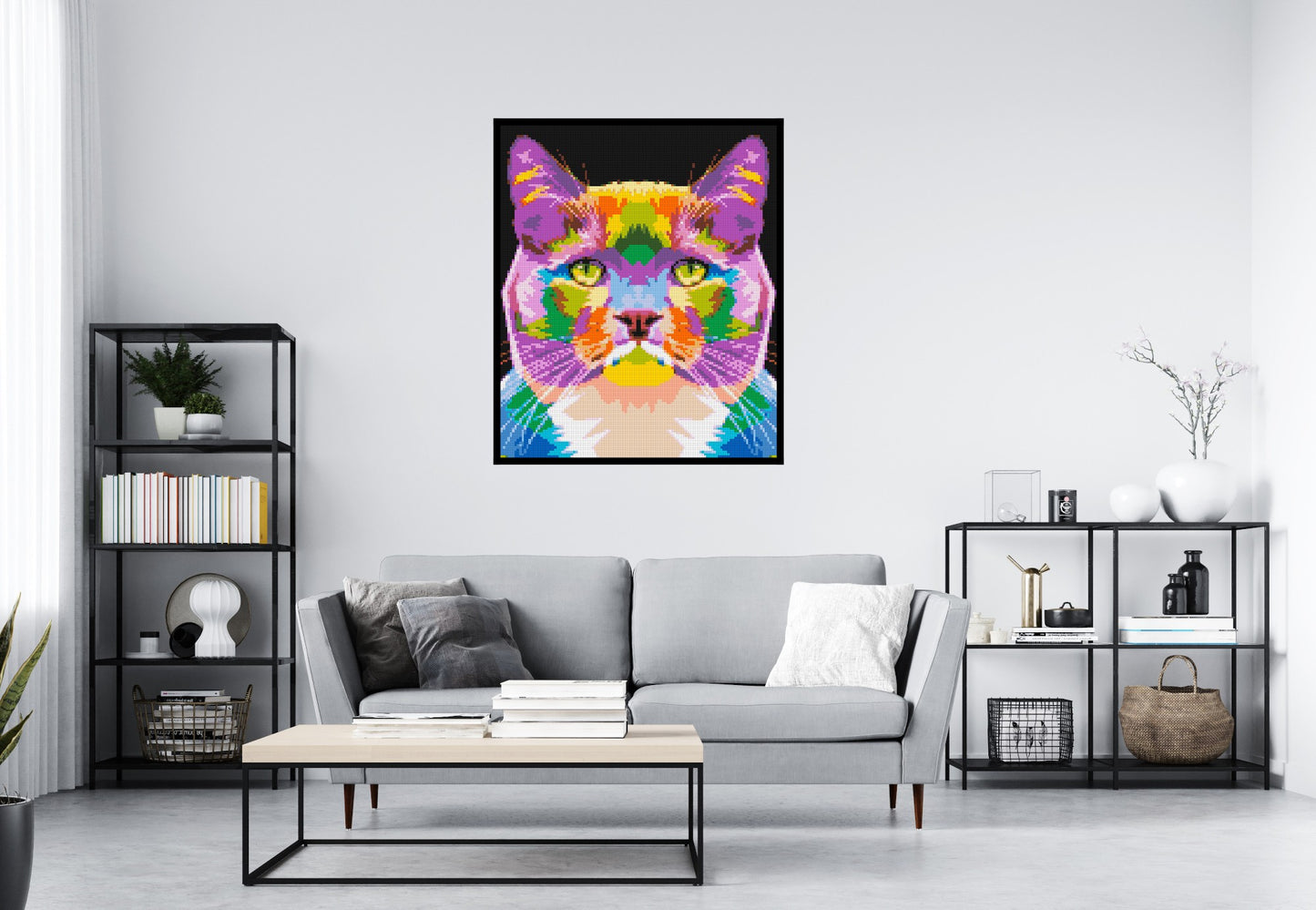 Lazy Cat Colourful Pop Art - Brick Art Mosaic Kit 5x6 large