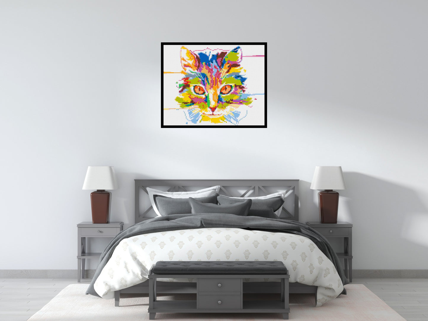 Abstract Cat Colourful Pop Art - Brick Art Mosaic Kit 5x4 large