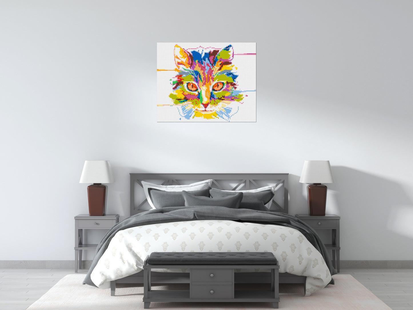 Abstract Cat Colourful Pop Art - Brick Art Mosaic Kit 5x4 large