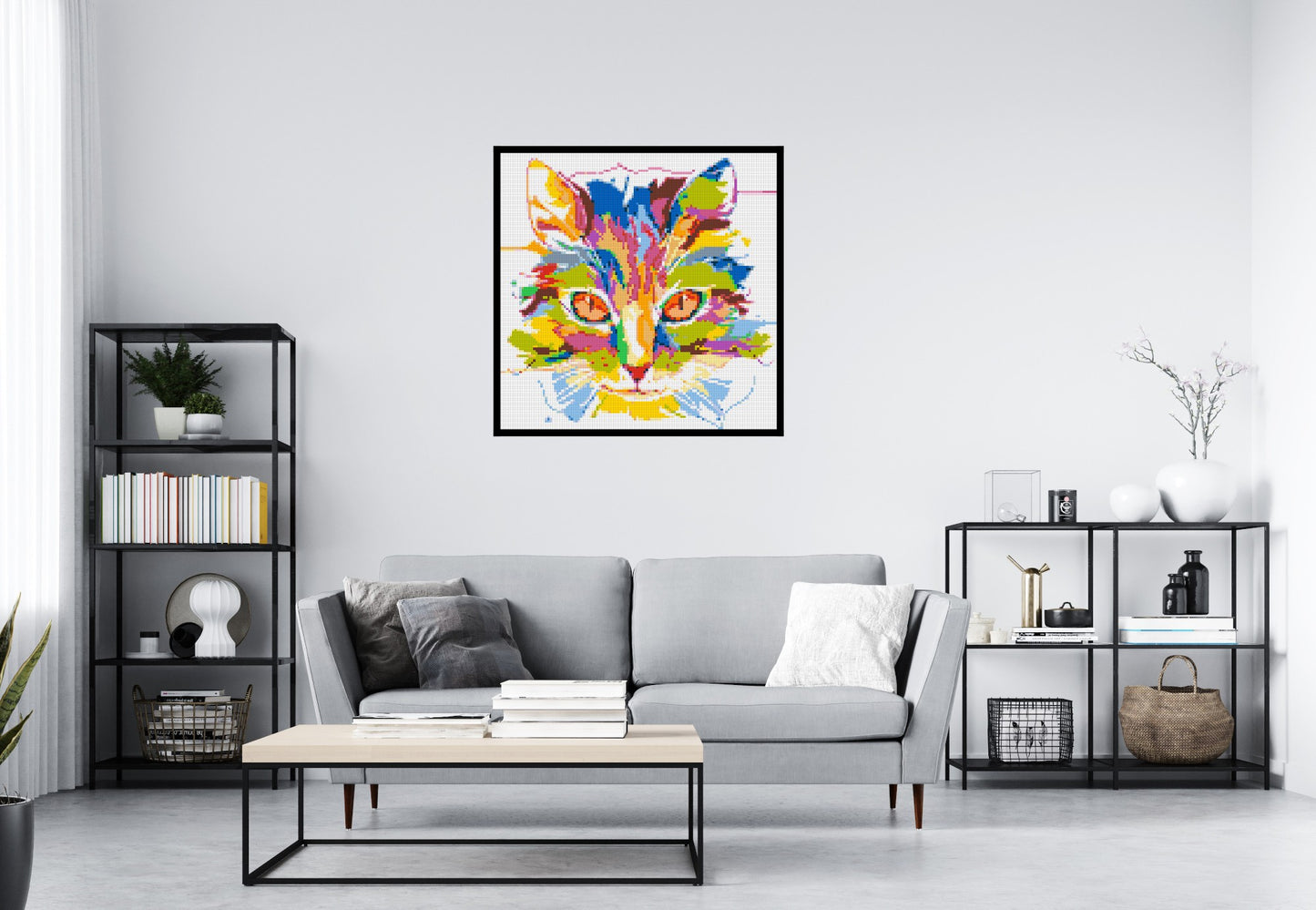 Abstract Cat Colourful Pop Art - Brick Art Mosaic Kit 5x5 large