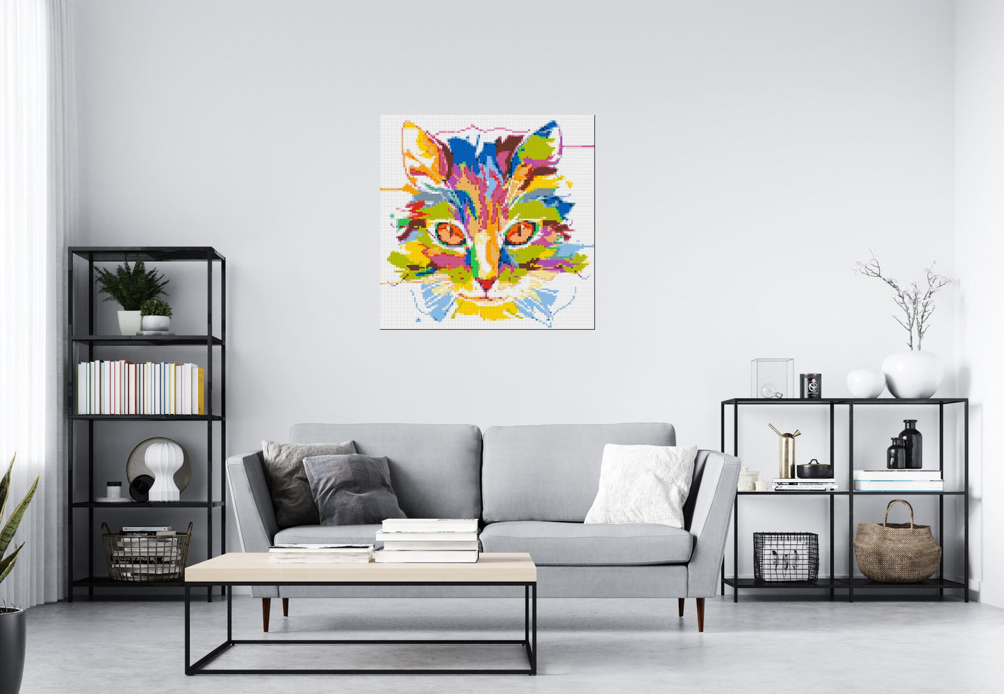 Abstract Cat Colourful Pop Art - Brick Art Mosaic Kit 5x5 large