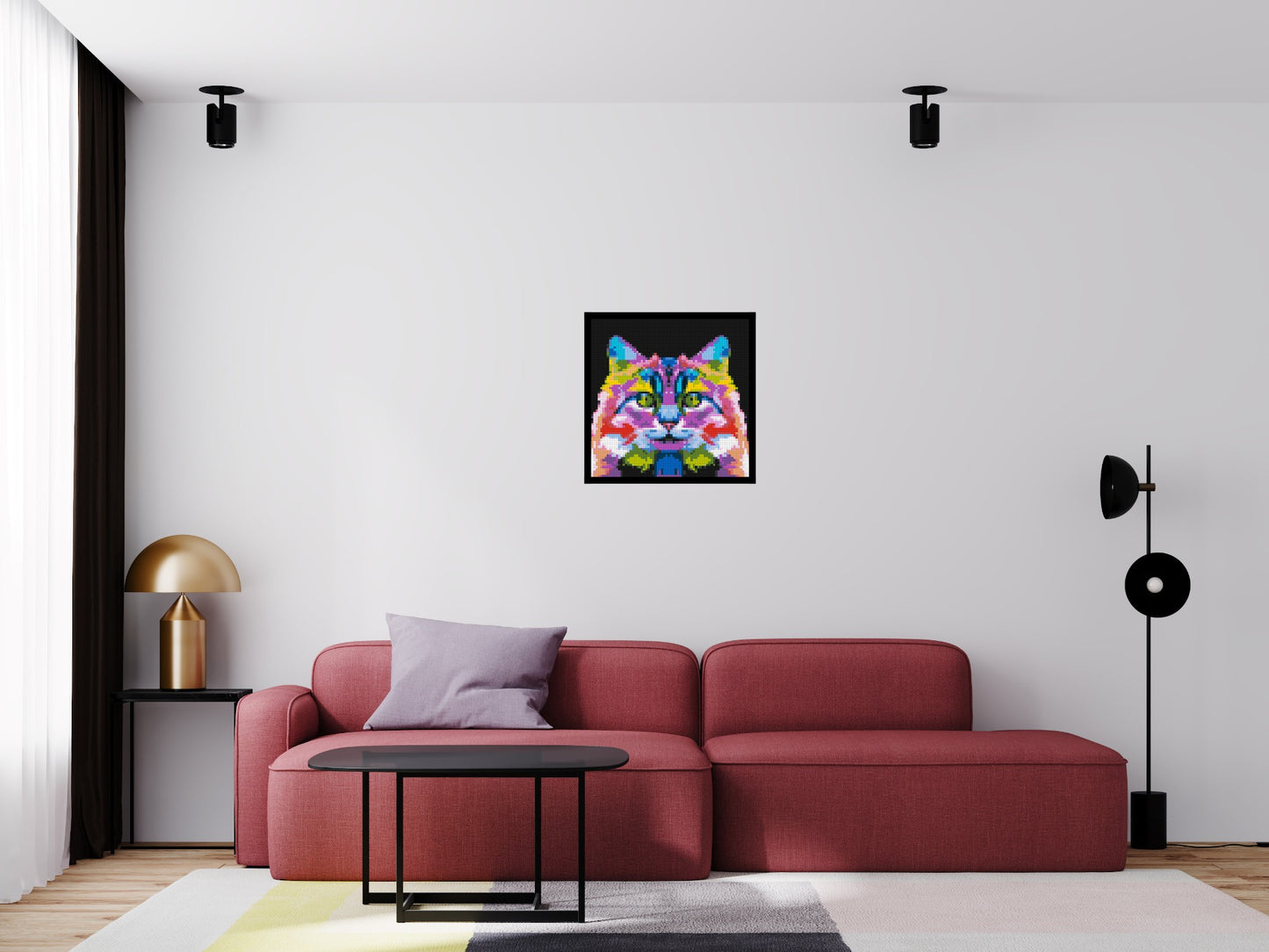 Cat #2 Colourful Pop Art - Brick Art Mosaic Kit 3x3 large