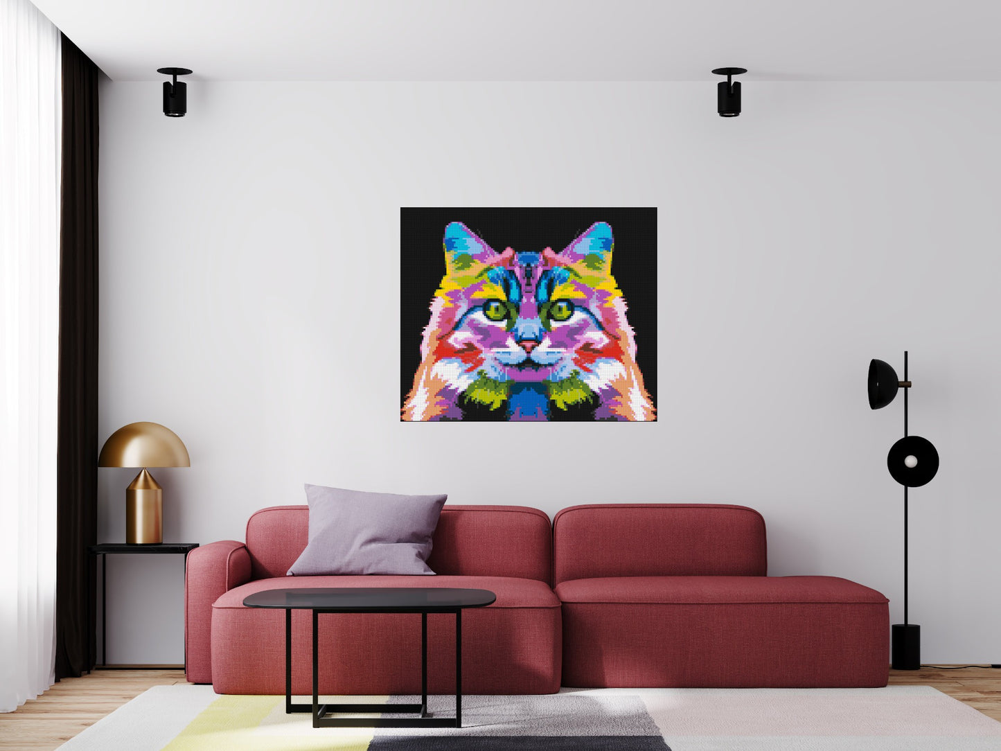 Cat #2 Colourful Pop Art - Brick Art Mosaic Kit 6x5 large