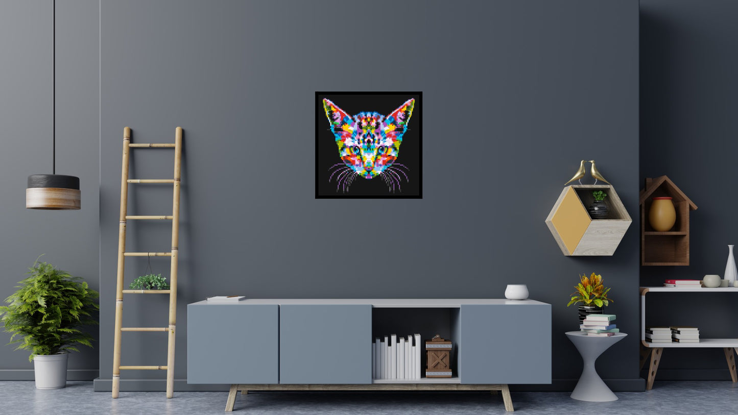Cat #3 Colourful Pop Art - Brick Art Mosaic Kit 4x4 large