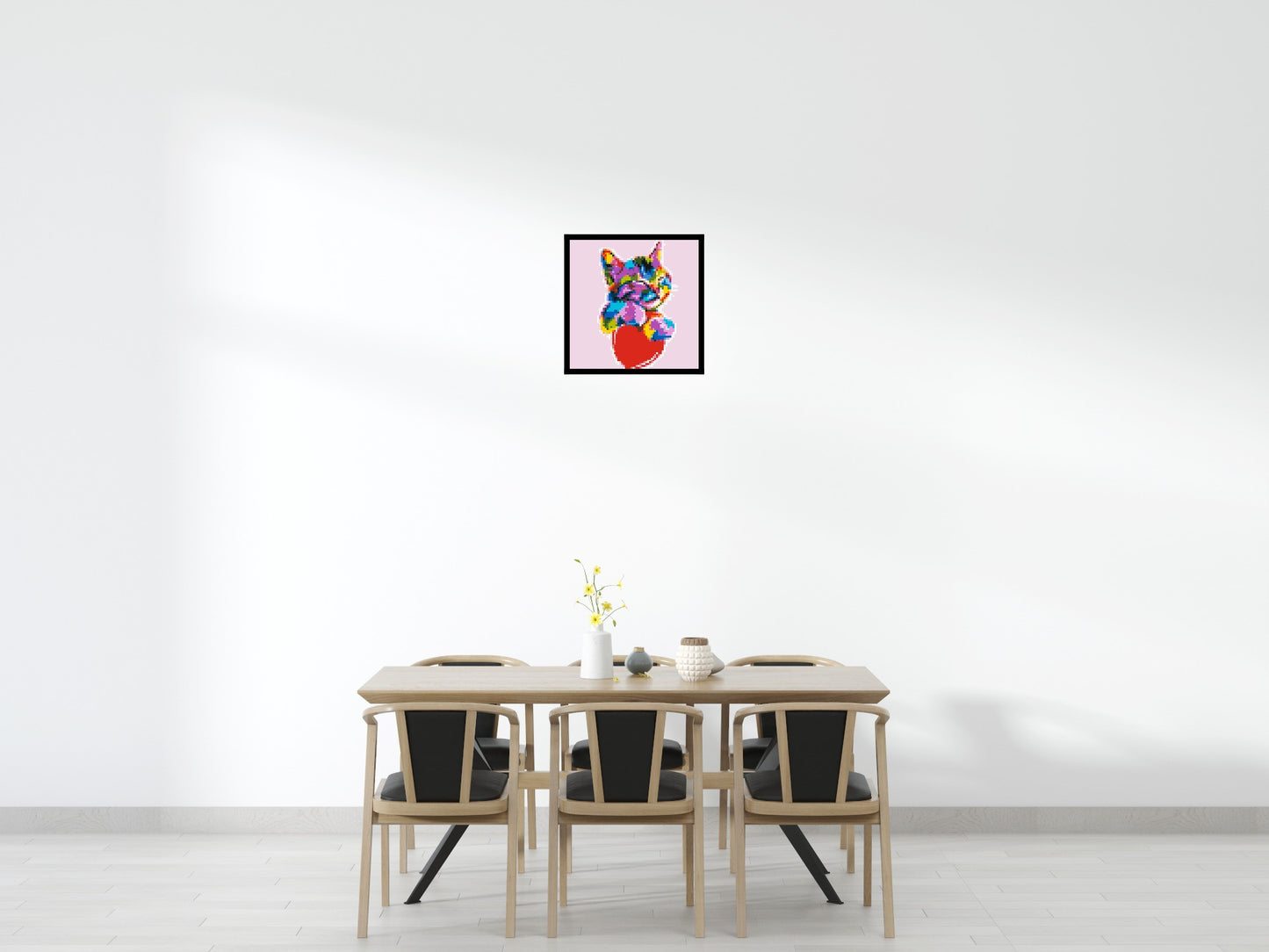 Cat with a Heart Colourful Pop Art - Brick Art Mosaic Kit 3x3 large