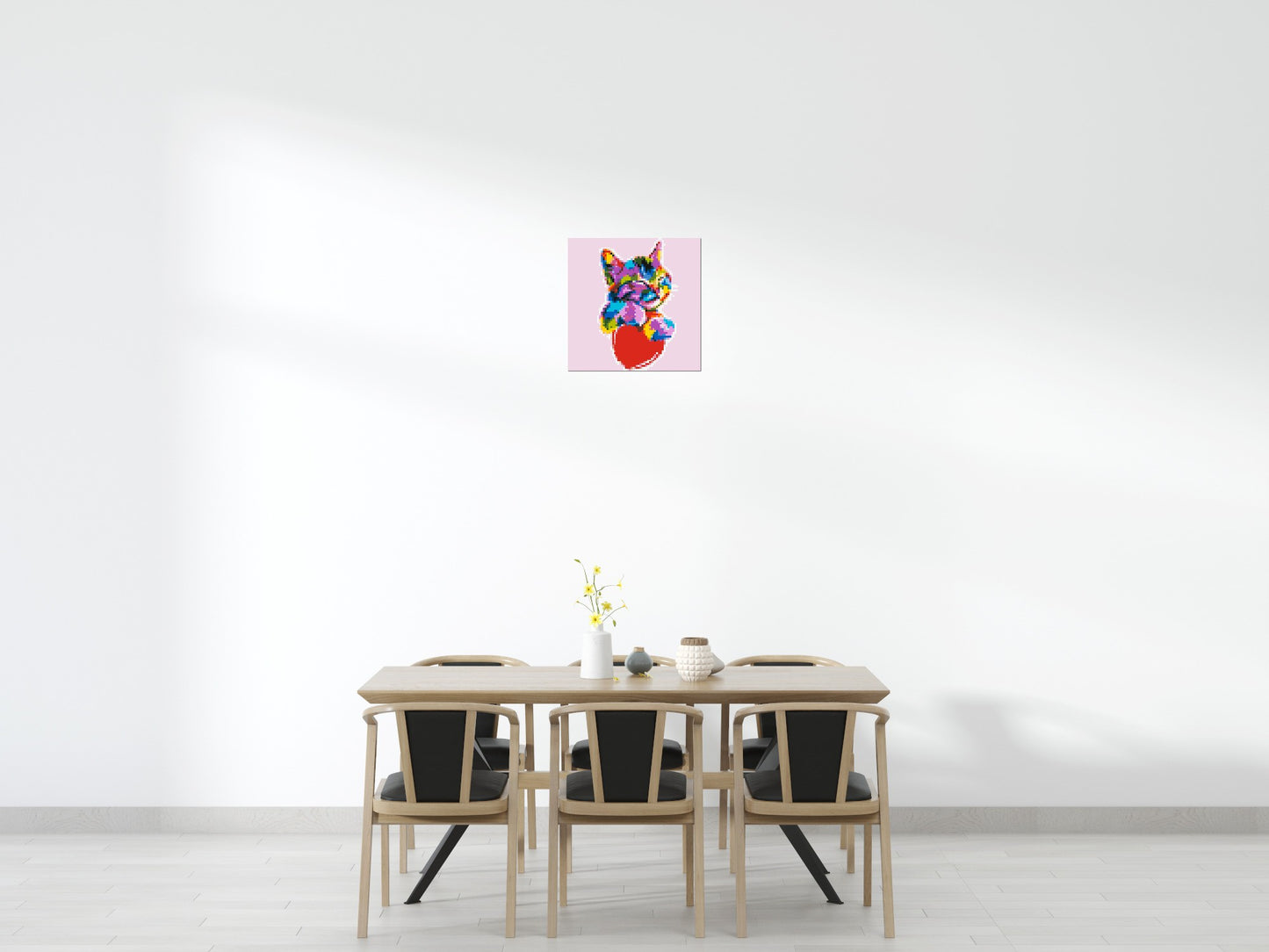 Cat with a Heart Colourful Pop Art - Brick Art Mosaic Kit 3x3 large