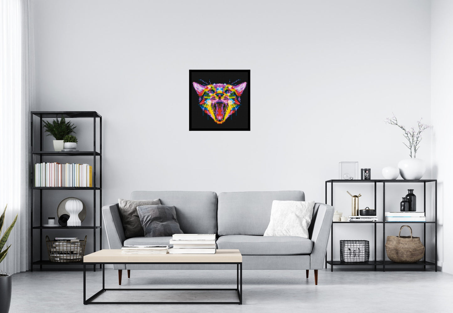 Meowing Cat Colourful Pop Art - Brick Art Mosaic Kit 3x3 large