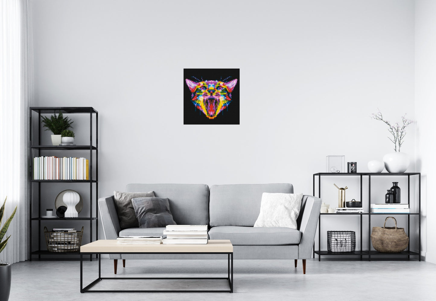 Meowing Cat Colourful Pop Art - Brick Art Mosaic Kit 3x3 large