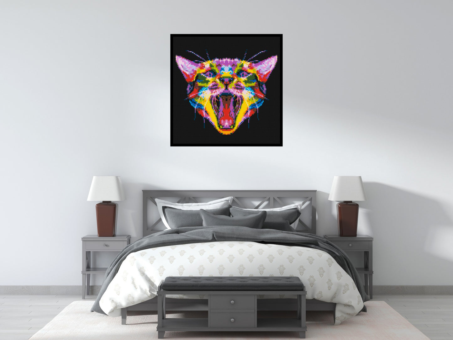 Meowing Cat Colourful Pop Art - Brick Art Mosaic Kit 5x5 large