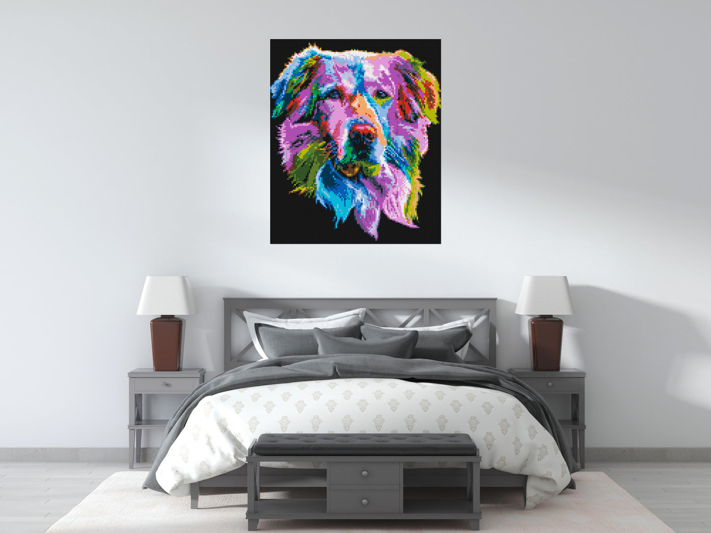 Golden Retriever Colourful Pop Art - Brick Art Mosaic Kit 5x6 large