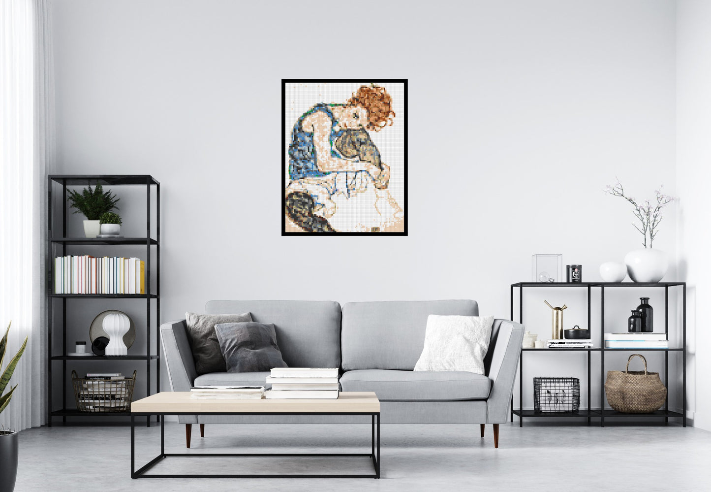 Woman Sitting with Bent Knee by Egon Schiele - Brick Art Mosaic Kit 4x5 large