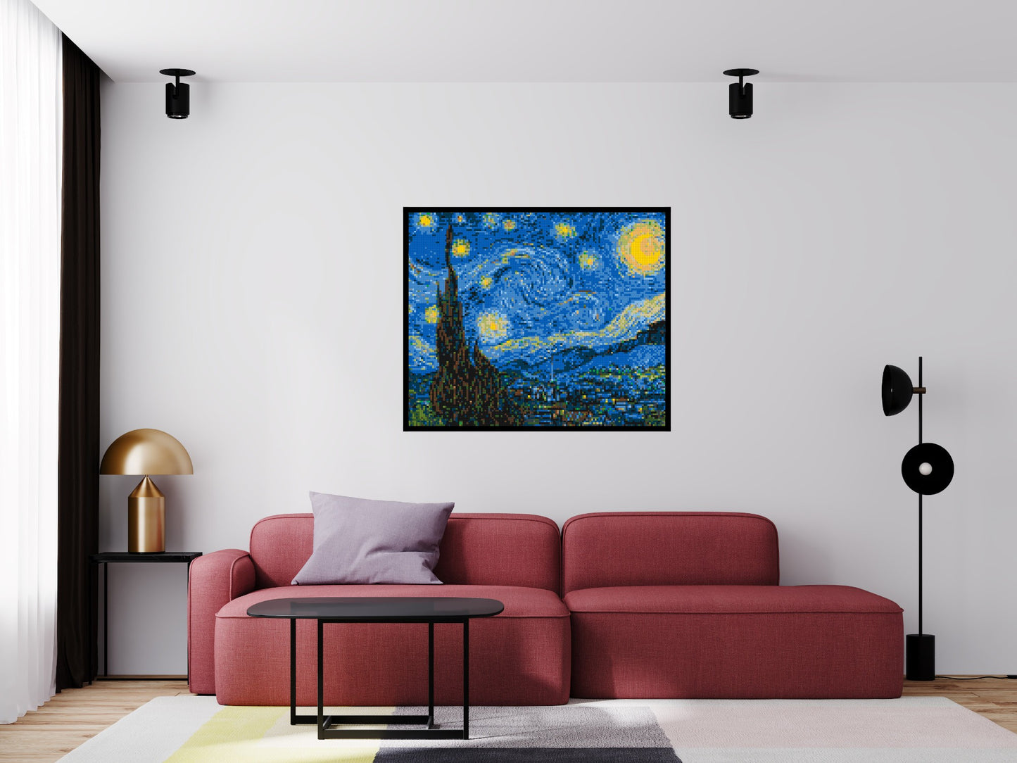 Starry Night by Vincent Van Gogh - Brick Art Mosaic Kit 6x5 large