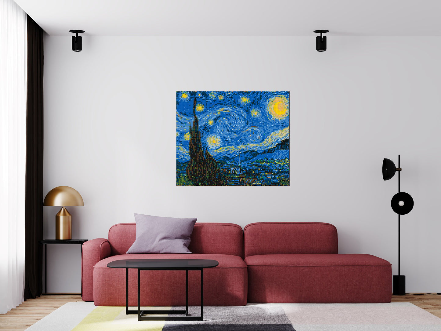Starry Night by Vincent Van Gogh - Brick Art Mosaic Kit 6x5 large