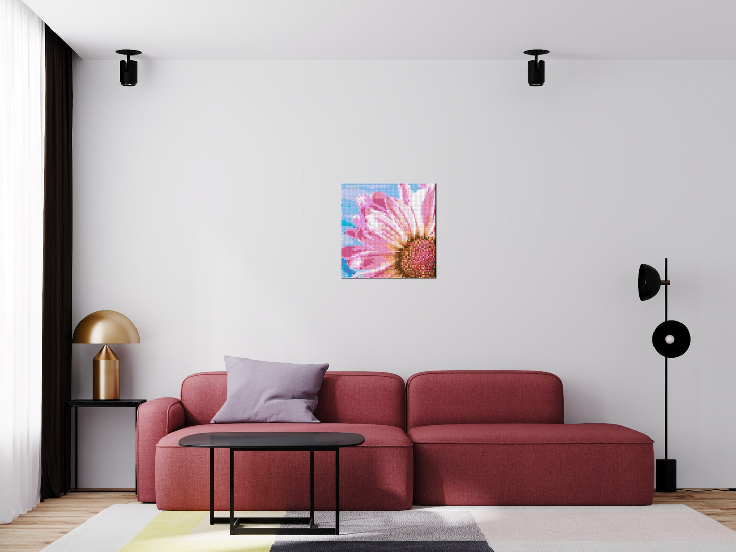 Pink Daisy - Brick Art Mosaic Kit 3x3 large