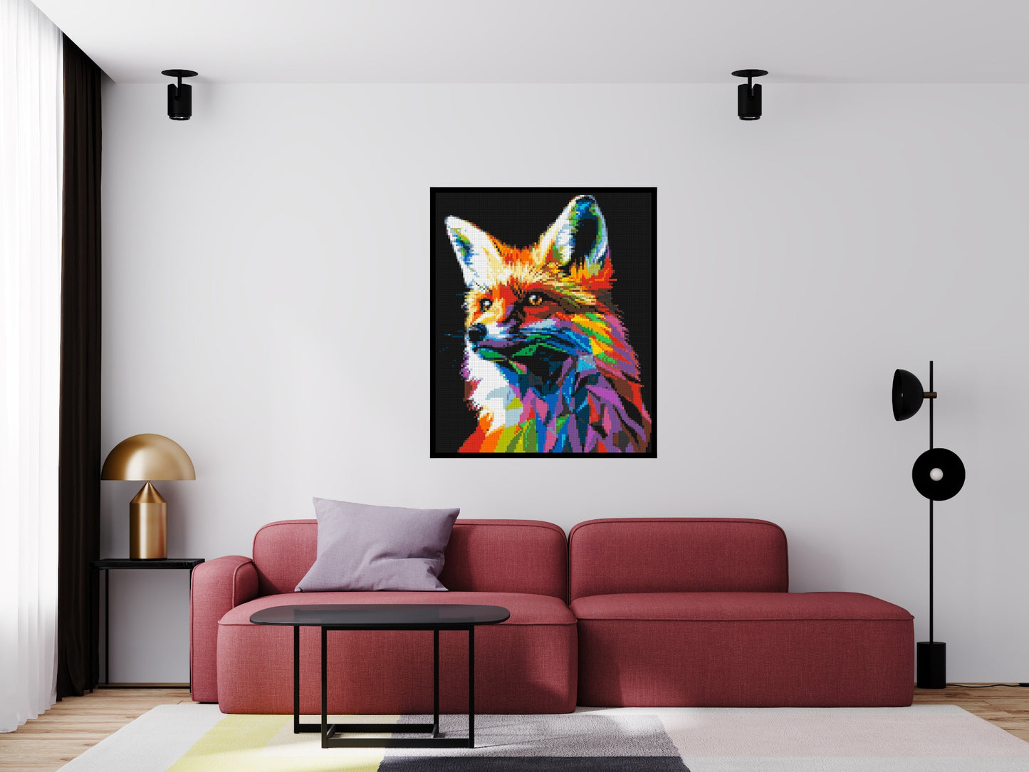 Fox Colourful Pop Art - Brick Art Mosaic Kit 5x6 large