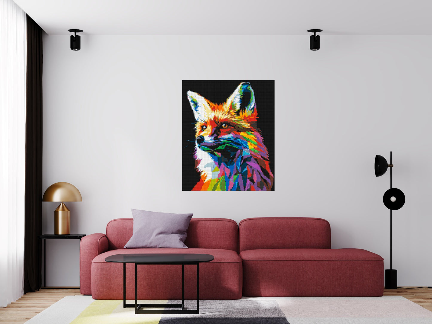 Fox Colourful Pop Art - Brick Art Mosaic Kit 5x6 large