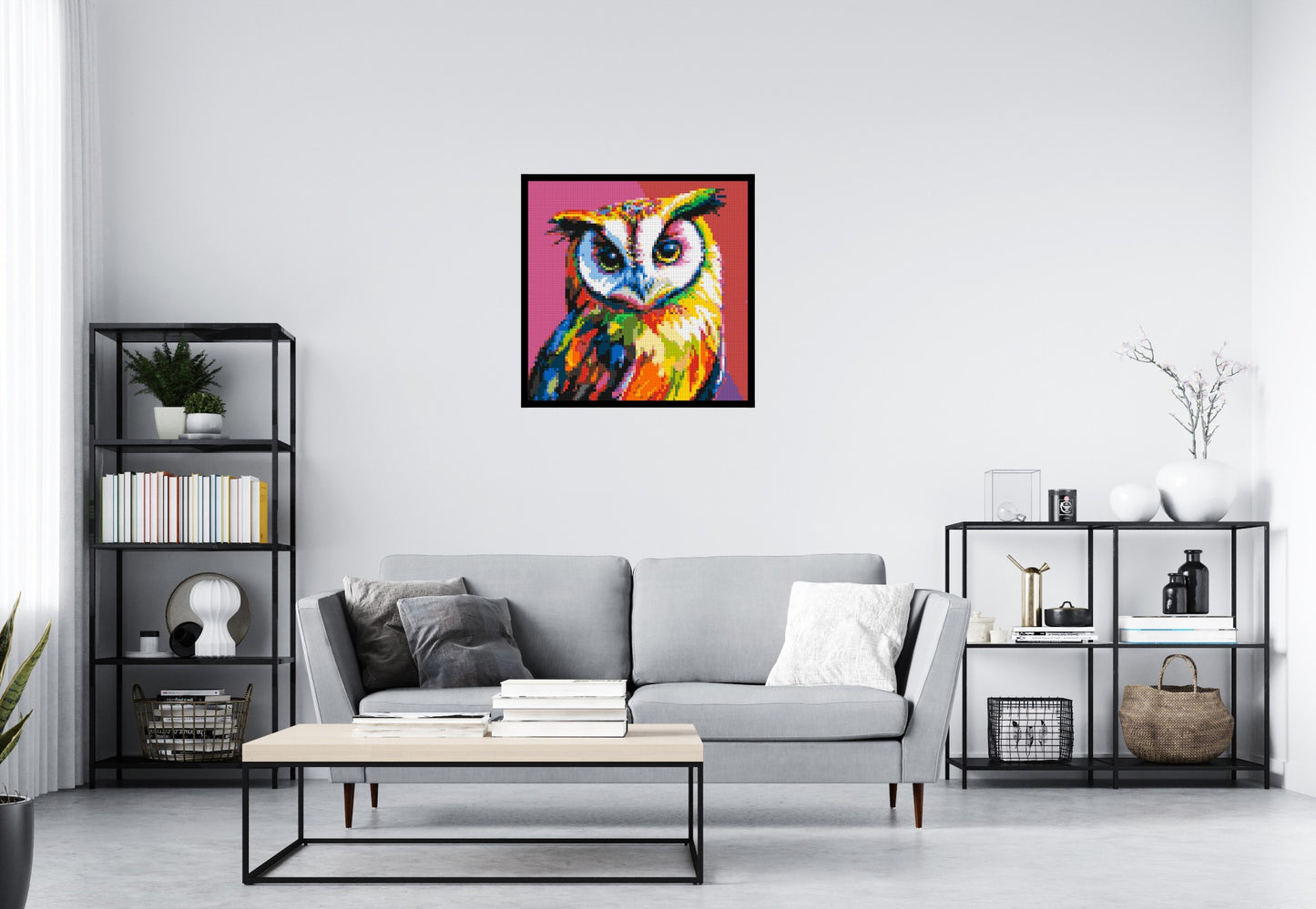 Owl Colourful Pop Art - Brick Art Mosaic Kit 4x4 large