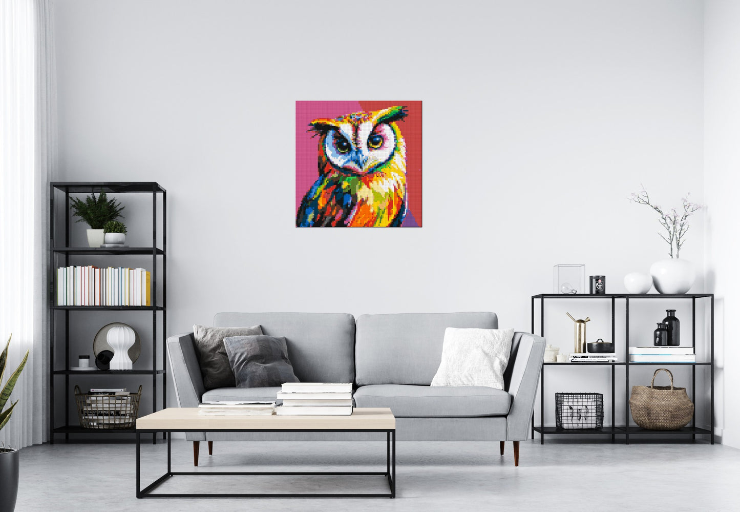 Owl Colourful Pop Art - Brick Art Mosaic Kit 4x4 large