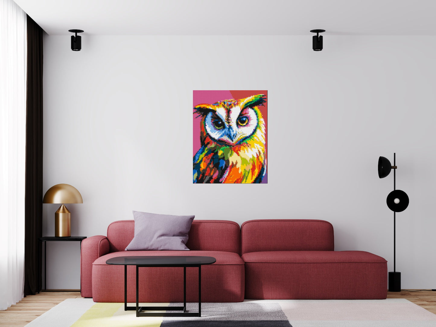 Owl Colourful Pop Art - Brick Art Mosaic Kit 4x5 large