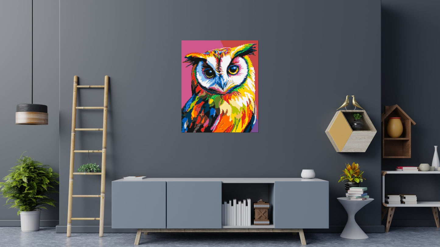 Owl Colourful Pop Art - Brick Art Mosaic Kit 5x6 large