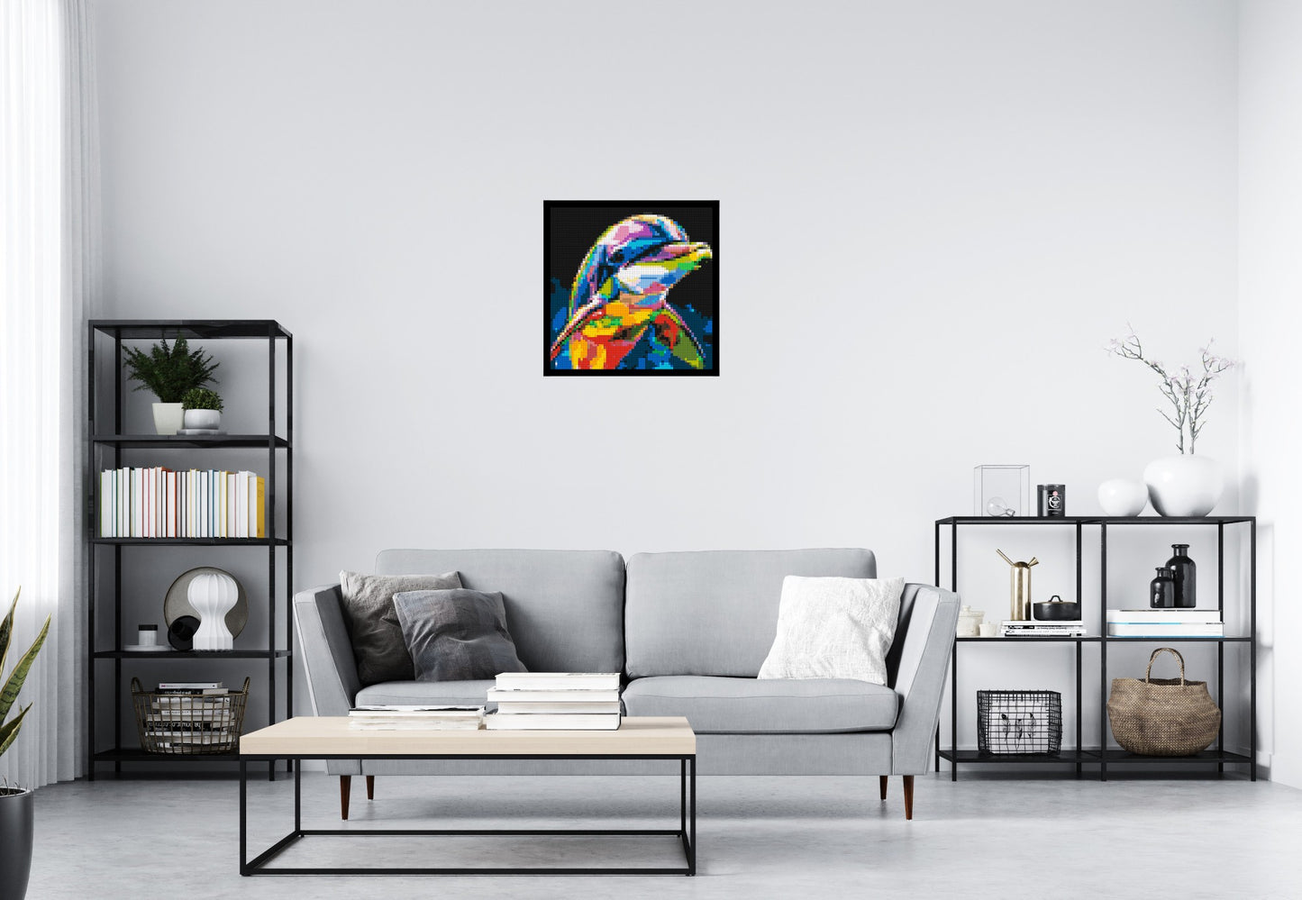 Dolphin Colourful Pop Art - Brick Art Mosaic Kit 3x3 large