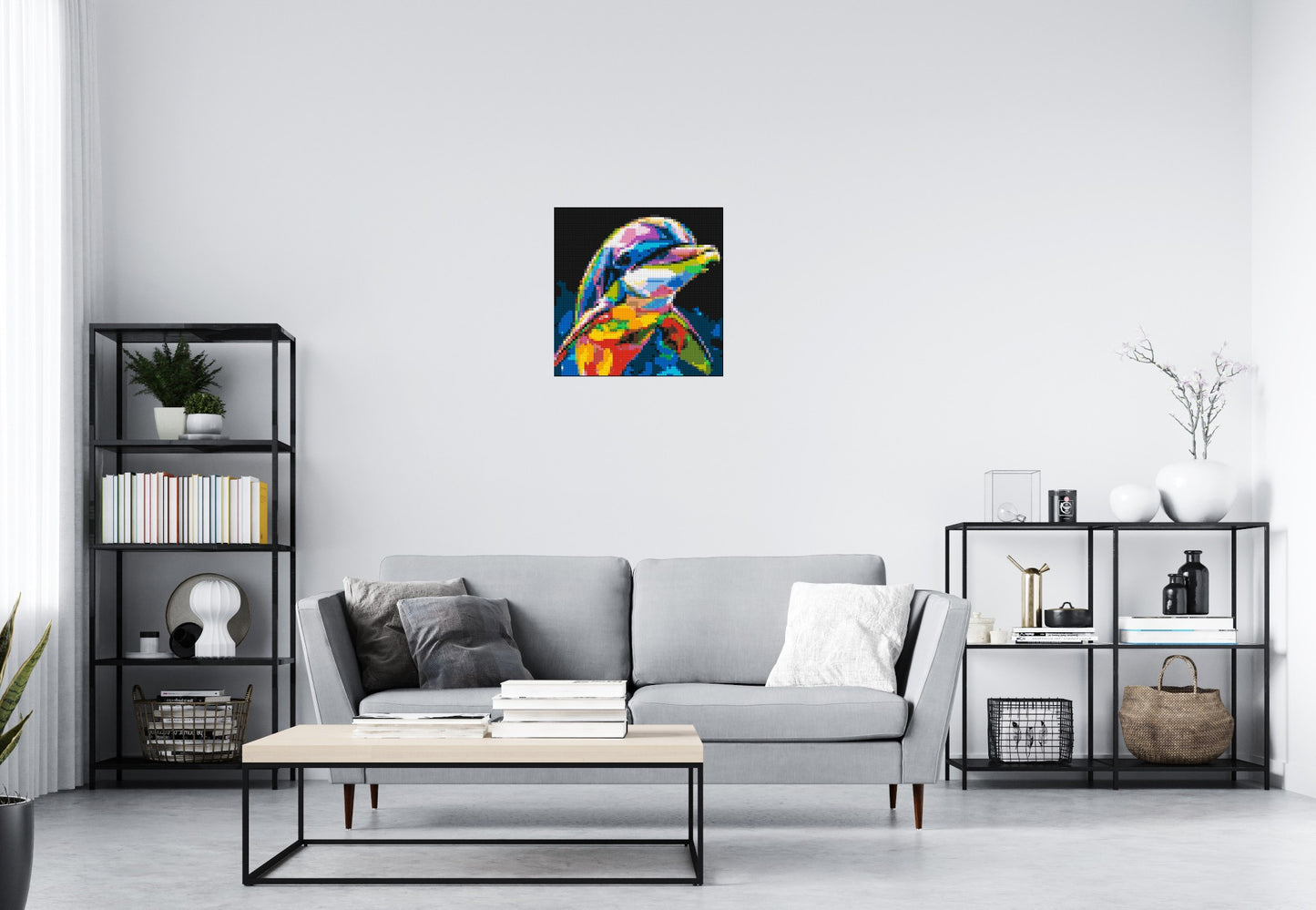 Dolphin Colourful Pop Art - Brick Art Mosaic Kit 3x3 large
