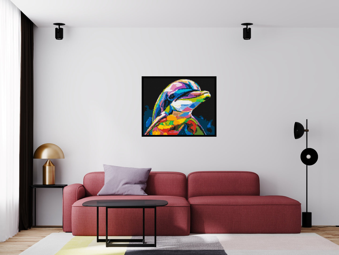 Dolphin Colourful Pop Art - Brick Art Mosaic Kit 5x4 large