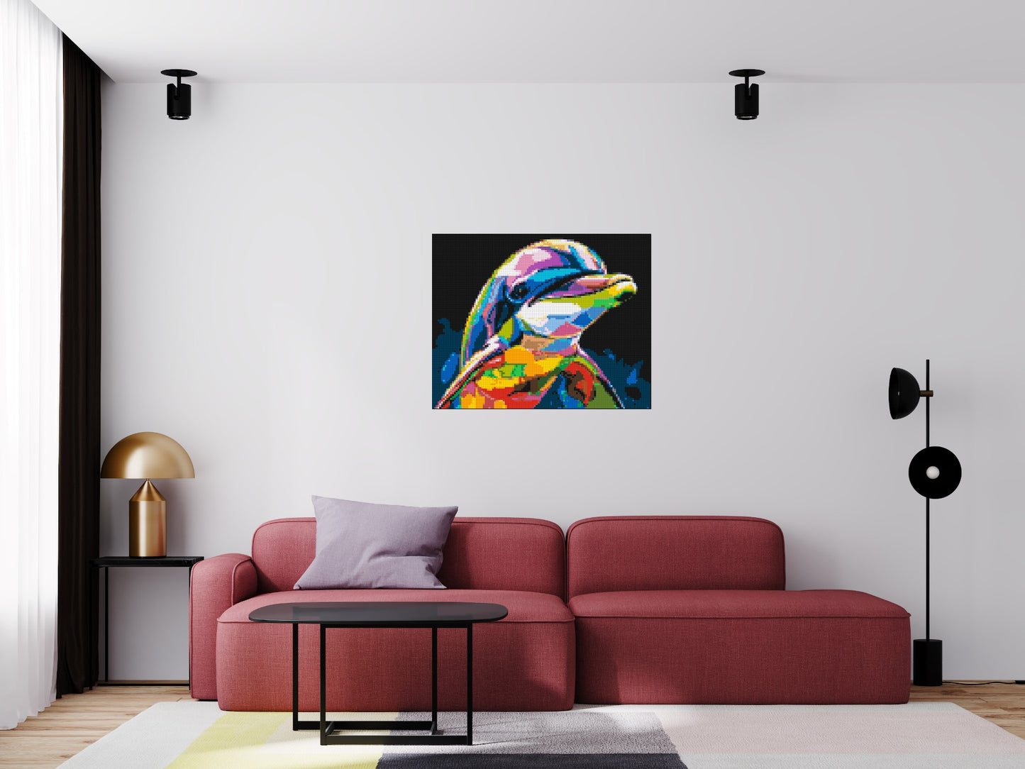 Dolphin Colourful Pop Art - Brick Art Mosaic Kit 5x4 large